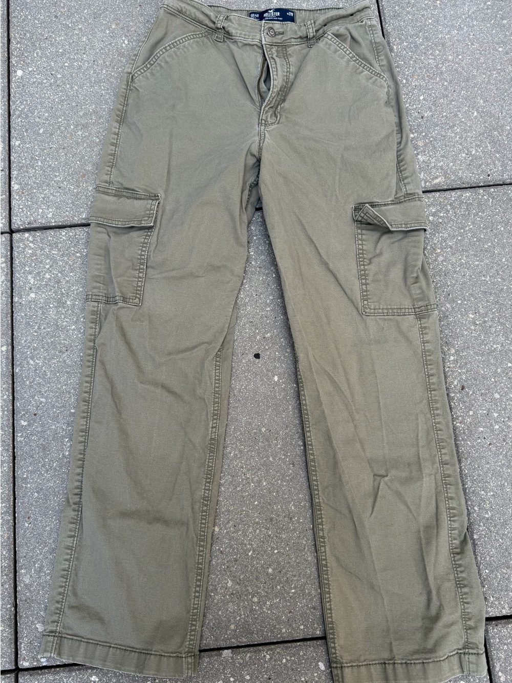 Hollister Ultra High Rise Dad Cargo Pants 5R 27 Olive Green